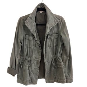 Ecote Canvas Vintage Washed Army Green Miltary Jacket Size Small